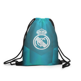 Рюкзак-мешок 3D с принтом Real Madrid Geometry Sport в Екатеринбурге, 100% полиэстер | плотность ткани — 200 г/м2, размер — 35 х 45 см; лямки — толстые шнурки, застежка на шнуровке, без карманов и подкладки | emirates | fc | real madrid | геометрия | реал мадрид | футбольный клуб | эмблема