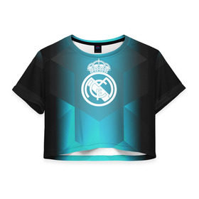 Женская футболка 3D укороченная с принтом Real Madrid Geometry Sport в Екатеринбурге, 100% полиэстер | круглая горловина, длина футболки до линии талии, рукава с отворотами | emirates | fc | real madrid | геометрия | реал мадрид | футбольный клуб | эмблема