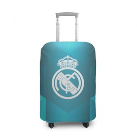 Чехол для чемодана 3D с принтом Real Madrid Geometry Sport в Екатеринбурге, 86% полиэфир, 14% спандекс | двустороннее нанесение принта, прорези для ручек и колес | emirates | fc | real madrid | геометрия | реал мадрид | футбольный клуб | эмблема