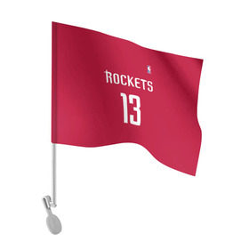 Флаг для автомобиля с принтом Houston Rockets в Екатеринбурге, 100% полиэстер | Размер: 30*21 см | 13 | fear the beard | houston rockets | nba | rise sports | баскетбол | баскетбольная | джеймс харден | нба | номер | спортивная | форма | хьюстон рокетс