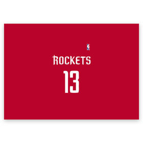 Поздравительная открытка с принтом Houston Rockets в Екатеринбурге, 100% бумага | плотность бумаги 280 г/м2, матовая, на обратной стороне линовка и место для марки
 | 13 | fear the beard | houston rockets | nba | rise sports | баскетбол | баскетбольная | джеймс харден | нба | номер | спортивная | форма | хьюстон рокетс