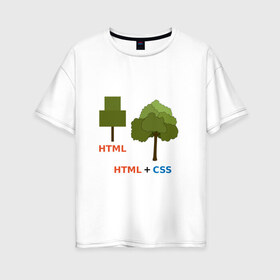 Женская футболка хлопок Oversize с принтом Веб-дизайнеры html + css в Екатеринбурге, 100% хлопок | свободный крой, круглый ворот, спущенный рукав, длина до линии бедер
 | css | html | веб дизайн | дерево | дизайн | программирование | программист