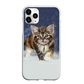 Чехол для iPhone 11 Pro Max матовый с принтом Зимний котик в Екатеринбурге, Силикон |  | Тематика изображения на принте: зима | кот | котенок | кошка | новый год | снег | снежинка | снежок