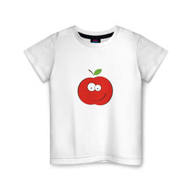 Детская футболка хлопок с принтом Smile apple в Екатеринбурге, 100% хлопок | круглый вырез горловины, полуприлегающий силуэт, длина до линии бедер | apple | smile apple | улыбка | яблоко