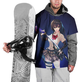 Накидка на куртку 3D с принтом Anime girl в Екатеринбурге, 100% полиэстер |  | anime | girl | japan | katana | samurai | sword | аниме | девушка | катана | меч | оружие | самурай | япония