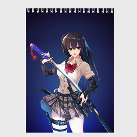 Скетчбук с принтом Anime girl в Екатеринбурге, 100% бумага
 | 48 листов, плотность листов — 100 г/м2, плотность картонной обложки — 250 г/м2. Листы скреплены сверху удобной пружинной спиралью | anime | girl | japan | katana | samurai | sword | аниме | девушка | катана | меч | оружие | самурай | япония