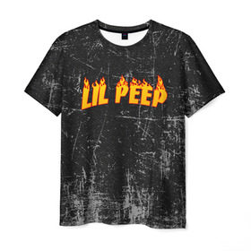 Мужская футболка 3D с принтом Lil Fire Peep в Екатеринбурге, 100% полиэфир | прямой крой, круглый вырез горловины, длина до линии бедер | lil peep | rap | густав ор | лил пип | рэп