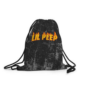 Рюкзак-мешок 3D с принтом Lil Fire Peep в Екатеринбурге, 100% полиэстер | плотность ткани — 200 г/м2, размер — 35 х 45 см; лямки — толстые шнурки, застежка на шнуровке, без карманов и подкладки | Тематика изображения на принте: lil peep | rap | густав ор | лил пип | рэп