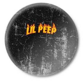 Значок с принтом Lil Fire Peep в Екатеринбурге,  металл | круглая форма, металлическая застежка в виде булавки | Тематика изображения на принте: lil peep | rap | густав ор | лил пип | рэп