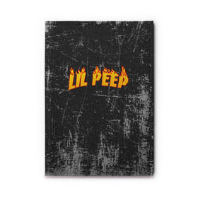 Обложка для автодокументов с принтом Lil Fire Peep в Екатеринбурге, натуральная кожа |  размер 19,9*13 см; внутри 4 больших “конверта” для документов и один маленький отдел — туда идеально встанут права | Тематика изображения на принте: lil peep | rap | густав ор | лил пип | рэп