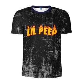 Мужская футболка 3D спортивная с принтом Lil Fire Peep в Екатеринбурге, 100% полиэстер с улучшенными характеристиками | приталенный силуэт, круглая горловина, широкие плечи, сужается к линии бедра | Тематика изображения на принте: lil peep | rap | густав ор | лил пип | рэп