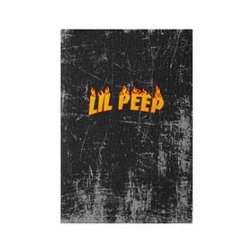 Обложка для паспорта матовая кожа с принтом Lil Fire Peep в Екатеринбурге, натуральная матовая кожа | размер 19,3 х 13,7 см; прозрачные пластиковые крепления | Тематика изображения на принте: lil peep | rap | густав ор | лил пип | рэп