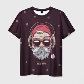 Мужская футболка 3D с принтом Who was a bad boy? в Екатеринбурге, 100% полиэфир | прямой крой, круглый вырез горловины, длина до линии бедер | bad | beard | boy | christmas | hipster | new year | santa | борода | дед мороз | новый год | рождество | санта | хипстер