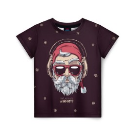 Детская футболка 3D с принтом Who was a bad boy? в Екатеринбурге, 100% гипоаллергенный полиэфир | прямой крой, круглый вырез горловины, длина до линии бедер, чуть спущенное плечо, ткань немного тянется | bad | beard | boy | christmas | hipster | new year | santa | борода | дед мороз | новый год | рождество | санта | хипстер