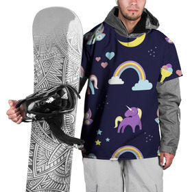 Накидка на куртку 3D с принтом Ночные сны в Екатеринбурге, 100% полиэстер |  | волшебство | единорог | лошадь | подарок | праздник | рога | сказка | яркие