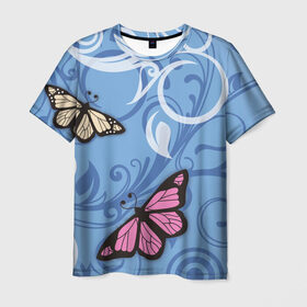 Мужская футболка 3D с принтом Чудо природы в Екатеринбурге, 100% полиэфир | прямой крой, круглый вырез горловины, длина до линии бедер | Тематика изображения на принте: бабочки | волшебство | крылья | насекомое | полет | природа | сказка | цветное | яркое
