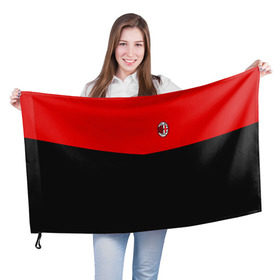 Флаг 3D с принтом AC MILAN в Екатеринбурге, 100% полиэстер | плотность ткани — 95 г/м2, размер — 67 х 109 см. Принт наносится с одной стороны | ac milan | fc | fc milan | football | milan | soccer | белый | клуб | красный | милан | спорт | спортивные | фк | футбол | цвет.логотип | черный | эмблема