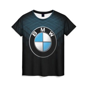 Женская футболка 3D с принтом BMW 2018 Blue Line в Екатеринбурге, 100% полиэфир ( синтетическое хлопкоподобное полотно) | прямой крой, круглый вырез горловины, длина до линии бедер | bmw | bmw motorsport | bmw performance | carbon | m | motorsport | performance | sport | бмв | карбон | моторспорт | спорт