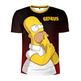 Мужская футболка 3D спортивная с принтом Homer GENIUS в Екатеринбурге, 100% полиэстер с улучшенными характеристиками | приталенный силуэт, круглая горловина, широкие плечи, сужается к линии бедра | bart | genius | halloween | homer | lisa | simpsons | барт | гений | гомер | лиза | мэгги | симпсоны