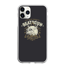 Чехол для iPhone 11 Pro Max матовый с принтом Beatdown Ghetto 1986 в Екатеринбурге, Силикон |  | Тематика изображения на принте: bones | gothic | grunge | horns | lightning | rock and roll | skeleton | skull | tattoo | готика | гранж | кости | молнии | рога | рок н ролл | скелет | тату | череп