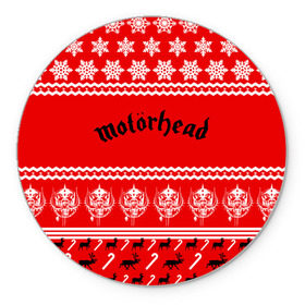 Коврик круглый с принтом Праздничный Motrhead в Екатеринбурге, резина и полиэстер | круглая форма, изображение наносится на всю лицевую часть | larry wallis | lucas fox | motorhead | motrhead | группа | знак | красный | кэмпбелл | лемми | метал | микки ди | моторхед | надпись | новогодний | новый год | праздник | рождество | рок | снежинки | тейлор | фил | хард
