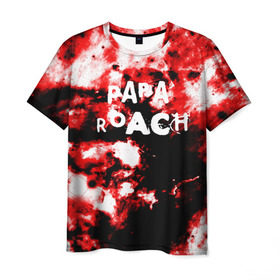 Мужская футболка 3D с принтом PAPA ROACH BLOOD ROCK STYLE в Екатеринбурге, 100% полиэфир | прямой крой, круглый вырез горловины, длина до линии бедер | Тематика изображения на принте: papa roach | roach | папа роач | папароач | папароч | роач | роч
