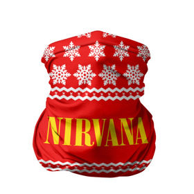 Бандана-труба 3D с принтом Праздничный Nirvana в Екатеринбурге, 100% полиэстер, ткань с особыми свойствами — Activecool | плотность 150‒180 г/м2; хорошо тянется, но сохраняет форму | cobain | kurt | nirvana | альтернативный | гранж | группа | дональд | знак | кобейн | красный | курт | музыка | музыкант | надпись | нервана | нирвана | новогодний | новоселич | новый год | певец | праздник