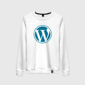 Женский свитшот хлопок с принтом WordPress CMS в Екатеринбурге, 100% хлопок | прямой крой, круглый вырез, на манжетах и по низу широкая трикотажная резинка  | wordpress | вордпрес | вордпресс