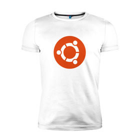 Мужская футболка премиум с принтом Ubuntu OS в Екатеринбурге, 92% хлопок, 8% лайкра | приталенный силуэт, круглый вырез ворота, длина до линии бедра, короткий рукав | Тематика изображения на принте: ubuntu | убунта | убунту