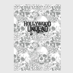 Скетчбук с принтом Hollywood Undead в Екатеринбурге, 100% бумага
 | 48 листов, плотность листов — 100 г/м2, плотность картонной обложки — 250 г/м2. Листы скреплены сверху удобной пружинной спиралью | Тематика изображения на принте: 