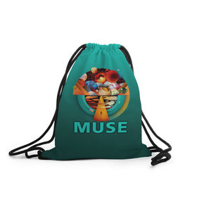 Рюкзак-мешок 3D с принтом Muse в Екатеринбурге, 100% полиэстер | плотность ткани — 200 г/м2, размер — 35 х 45 см; лямки — толстые шнурки, застежка на шнуровке, без карманов и подкладки | Тематика изображения на принте: 