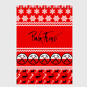 Скетчбук с принтом Праздничный Pink Floyd в Екатеринбурге, 100% бумага
 | 48 листов, плотность листов — 100 г/м2, плотность картонной обложки — 250 г/м2. Листы скреплены сверху удобной пружинной спиралью | pink floyd | pinkfloyd | арт | артрок | группа | д | знак | красный | надпись | новогодний | новый год | пинк флойд | пинкфлойд | праздник | прогрессивный | психоделический | рождество | рок | сид барретт