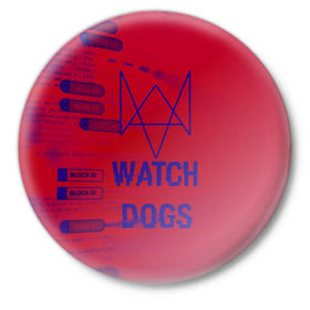 Значок с принтом Watch Dogs hacker collection в Екатеринбурге,  металл | круглая форма, металлическая застежка в виде булавки | game | wath dogs 2 | город | девушка | дрон | игры | компьютеры | пистолет | телефон | технологии | хакер