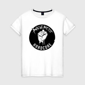 Женская футболка хлопок с принтом Angerfist Hardcore в Екатеринбурге, 100% хлопок | прямой крой, круглый вырез горловины, длина до линии бедер, слегка спущенное плечо | Тематика изображения на принте: angerfist | hardcore