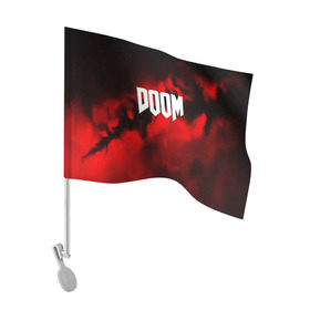 Флаг для автомобиля с принтом DOOM RED PLANET в Екатеринбурге, 100% полиэстер | Размер: 30*21 см | art | doom | game | возвращение | дум | игра | легенда | шутер