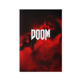 Обложка для паспорта матовая кожа с принтом DOOM RED PLANET в Екатеринбурге, натуральная матовая кожа | размер 19,3 х 13,7 см; прозрачные пластиковые крепления | art | doom | game | возвращение | дум | игра | легенда | шутер