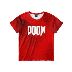 Детская футболка 3D с принтом DOOM MARS GAME в Екатеринбурге, 100% гипоаллергенный полиэфир | прямой крой, круглый вырез горловины, длина до линии бедер, чуть спущенное плечо, ткань немного тянется | art | doom | game | возвращение | дум | игра | легенда | шутер