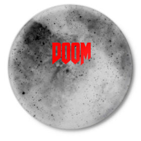 Значок с принтом DOOM GRAY SPACE в Екатеринбурге,  металл | круглая форма, металлическая застежка в виде булавки | art | doom | game | возвращение | дум | игра | легенда | шутер
