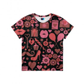 Детская футболка 3D с принтом Красота неземная в Екатеринбурге, 100% гипоаллергенный полиэфир | прямой крой, круглый вырез горловины, длина до линии бедер, чуть спущенное плечо, ткань немного тянется | Тематика изображения на принте: 14 | love | валентин | губы | день | любовь | подарок | поцелуй | сердце | страсть | февраль