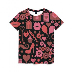 Женская футболка 3D с принтом Красота неземная в Екатеринбурге, 100% полиэфир ( синтетическое хлопкоподобное полотно) | прямой крой, круглый вырез горловины, длина до линии бедер | Тематика изображения на принте: 14 | love | валентин | губы | день | любовь | подарок | поцелуй | сердце | страсть | февраль