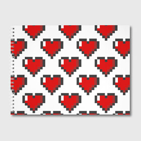 Альбом для рисования с принтом Пиксельные сердечки в Екатеринбурге, 100% бумага
 | матовая бумага, плотность 200 мг. | Тематика изображения на принте: 14 | love | валентин | губы | день | любовь | подарок | поцелуй | сердце | страсть | февраль