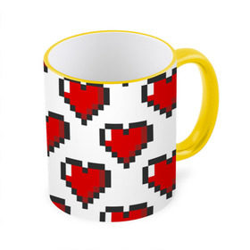 Кружка 3D с принтом Пиксельные сердечки в Екатеринбурге, керамика | ёмкость 330 мл | 14 | love | валентин | губы | день | любовь | подарок | поцелуй | сердце | страсть | февраль