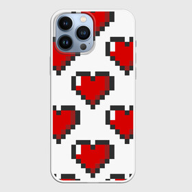 Чехол для iPhone 13 Pro Max с принтом Пиксельные сердечки в Екатеринбурге,  |  | Тематика изображения на принте: 14 | love | валентин | губы | день | любовь | подарок | поцелуй | сердце | страсть | февраль