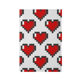 Обложка для паспорта матовая кожа с принтом Пиксельные сердечки в Екатеринбурге, натуральная матовая кожа | размер 19,3 х 13,7 см; прозрачные пластиковые крепления | Тематика изображения на принте: 14 | love | валентин | губы | день | любовь | подарок | поцелуй | сердце | страсть | февраль