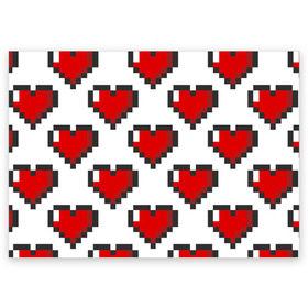 Поздравительная открытка с принтом Пиксельные сердечки в Екатеринбурге, 100% бумага | плотность бумаги 280 г/м2, матовая, на обратной стороне линовка и место для марки
 | 14 | love | валентин | губы | день | любовь | подарок | поцелуй | сердце | страсть | февраль