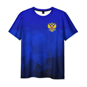 Мужская футболка 3D с принтом RUSSIA SPORT в Екатеринбурге, 100% полиэфир | прямой крой, круглый вырез горловины, длина до линии бедер | russia | белый | болельщик | герб | двуглавый орел | корона | красный | лошадь | модные | надписи | орел | патриот | россия | синий | спорт | спортивные | триколор | униформа | фанат | цвет