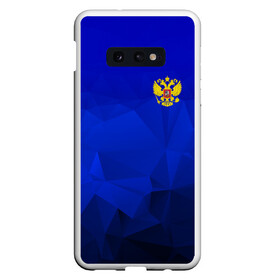 Чехол для Samsung S10E с принтом RUSSIA SPORT в Екатеринбурге, Силикон | Область печати: задняя сторона чехла, без боковых панелей | russia | белый | болельщик | герб | двуглавый орел | корона | красный | лошадь | модные | надписи | орел | патриот | россия | синий | спорт | спортивные | триколор | униформа | фанат | цвет