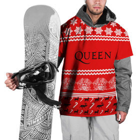 Накидка на куртку 3D с принтом Праздничный Queen в Екатеринбурге, 100% полиэстер |  | paul rodg | queen | quen | брайан мэй | глэм | группа | джон дикон | знак | квин | королева | красный | куин | меркури | меркьюри | мэркури | надпись | новогодний | новый год | поп | праздник | роджер тейлор