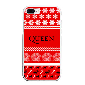 Чехол для iPhone 7Plus/8 Plus матовый с принтом Праздничный Queen в Екатеринбурге, Силикон | Область печати: задняя сторона чехла, без боковых панелей | Тематика изображения на принте: paul rodg | queen | quen | брайан мэй | глэм | группа | джон дикон | знак | квин | королева | красный | куин | меркури | меркьюри | мэркури | надпись | новогодний | новый год | поп | праздник | роджер тейлор