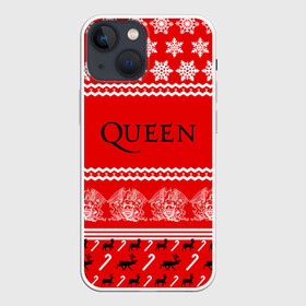 Чехол для iPhone 13 mini с принтом Праздничный Queen в Екатеринбурге,  |  | paul rodg | queen | quen | брайан мэй | глэм | группа | джон дикон | знак | квин | королева | красный | куин | меркури | меркьюри | мэркури | надпись | новогодний | новый год | поп | праздник | роджер тейлор